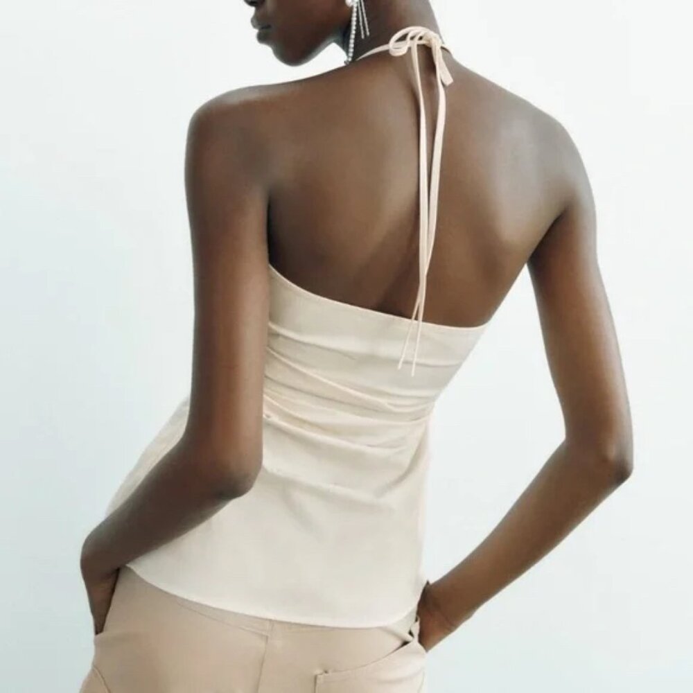 NWT Zara Asymmetric Gabardine Top - Picture 3 of 5